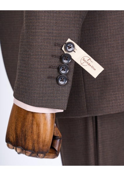 Italyan Stil Ceket Yelek Pantolon Takım Elbise Kahverengi T12827 fırsatları