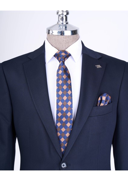 Regular Fit Takım Elbise Gömlek Kemer Kravat Set Lacivert T13591