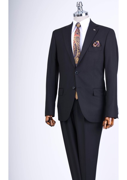Regular Fit Takım Elbise Gömlek Kemer Kravat Set Siyah T13590