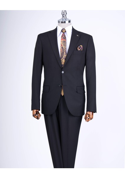 Regular Fit Takım Elbise Gömlek Kemer Kravat Set Siyah T13590
