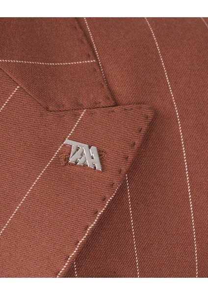 Italyan Stil Kruvaze Ceket Pantolon Takım Elbise Kahverengi T13304 modelleri