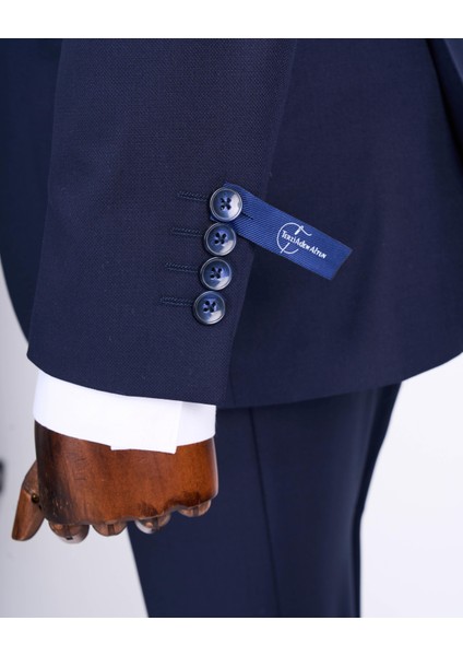 Slim Fit Takım Elbise Gömlek Kemer Kravat Set Lacivert T13512