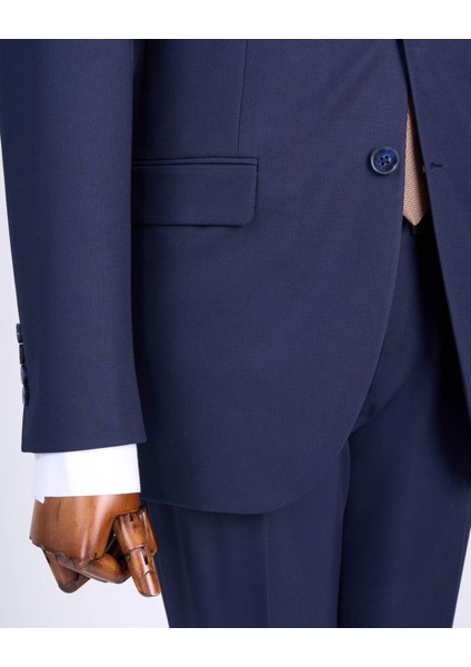 Slim Fit Takım Elbise Gömlek Kemer Kravat Set Lacivert T13512