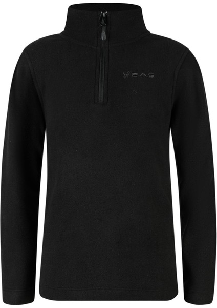 Clara Çocuk Yarım Fermuarlı Ince Polar Sweatshirt Siyah