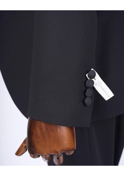 Italyan Stil Slim Fit Şal Yaka Ceket Yelek Pantolon Damatlık Set Siyah T13692 modelleri