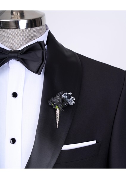 Italyan Stil Slim Fit Şal Yaka Ceket Yelek Pantolon Damatlık Set Siyah T12585 modelleri