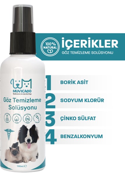 Kedi Köpek Göz Kulak Ağız Bakım Solüsyonu Yüz Deri Temizleme Hijyen Spreyi 100 Ml modelleri