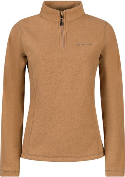 Camila Kadın Yarım Fermuarlı Ince Polar Sweatshirt Camel