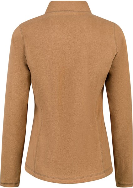 Camila Kadın Yarım Fermuarlı Ince Polar Sweatshirt Camel