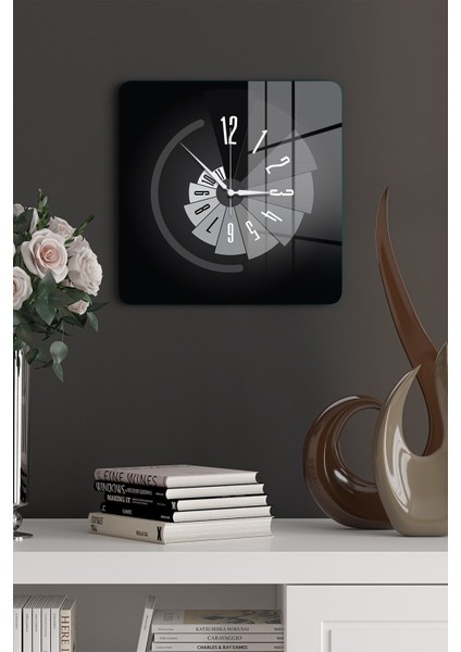 Cam Duvar Saati Kare 1070 30 x 30 cm