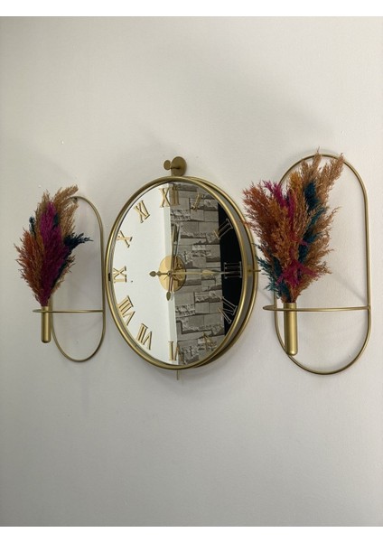 Duvar Saati Tinatti Gold 3lü Set Duvar Saati Çiçeklik fırsatları