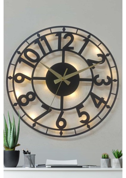 50 cm Modern Dikkat Çekici Şık Duvar Saati Misafir Odasına Uygun Işıklı Duvar Saati