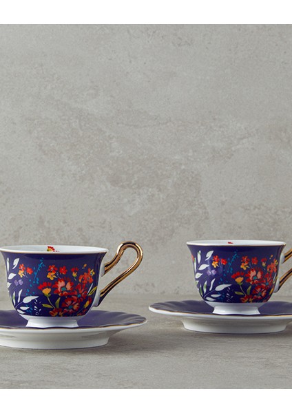 Miranda New Bone China 4 Parça 2 Kişilik Kahve Fincan Takımı 90 ml Lacivert