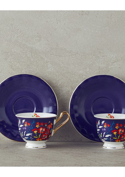 Miranda New Bone China 4 Parça 2 Kişilik Kahve Fincan Takımı 90 ml Lacivert