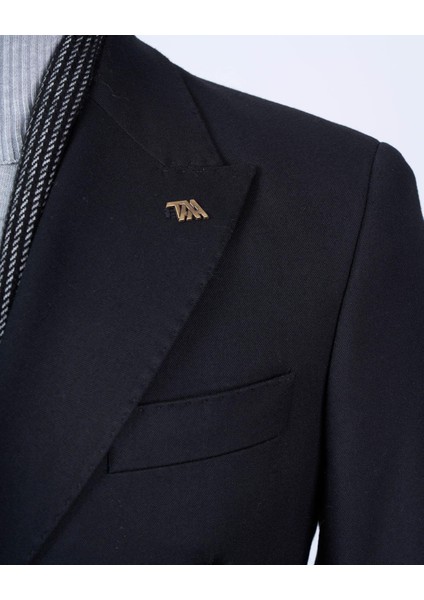 Italyan Stil Slim Fit Kruvaze Sivri Yaka Erkek Ceket Siyah T13290 modelleri