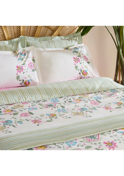 Elara %100 Pamuk Çift Kişilik Nevresim Pike Takımı Pembe fırsatları