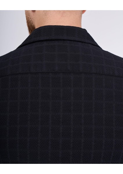 Italyan Stil Slim Fit Örme Dokulu Kısa Kollu Erkek Gömlek Siyah T13627 modelleri