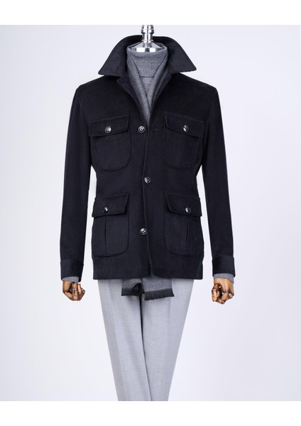 Italyan Stil Slim Fit Kadife Spor Erkek Ceket Siyah T13343 fırsatları