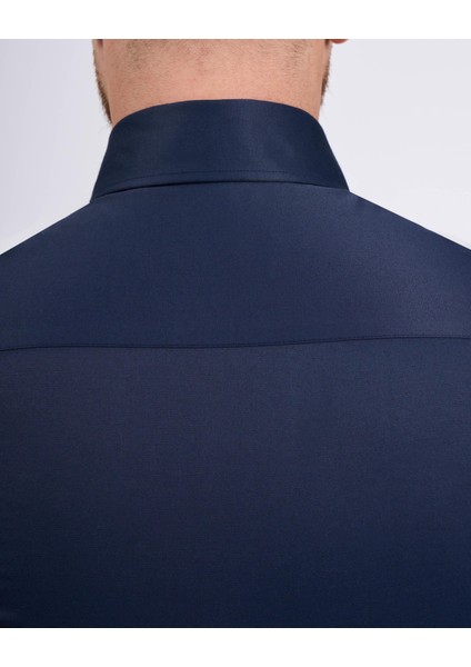 Italyan Stil Slim Fit Dik Yaka Duble Manşet Erkek Gömlek Lacivert T13307 fiyatları