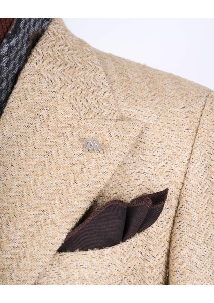 Italyan Stil Slim Fit 8 Drop Balıksırtı Desen Ceket Bej T13441 fırsatları