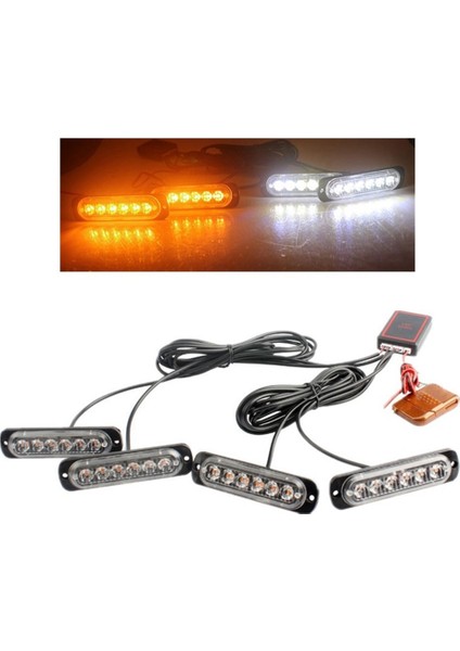 LED Strobe Kablosuz Işıklar Stroboskoplar 24LED Strobe Işık Araba 12V Römork Işıkları Kamyon Strobe Lambası (Beyaz-Sarı Işık) (Yurt Dışından) indirimleri