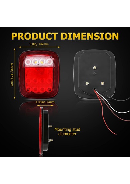 Evrensel 16 LED Dur Kuyruk Dönüş Sinyali Yedekleme Ters Fren Kırmızı/beyaz Wrangler Yj Tj Jk Cj Kamyon Römork Tekne Rv (Yurt Dışından) indirimleri