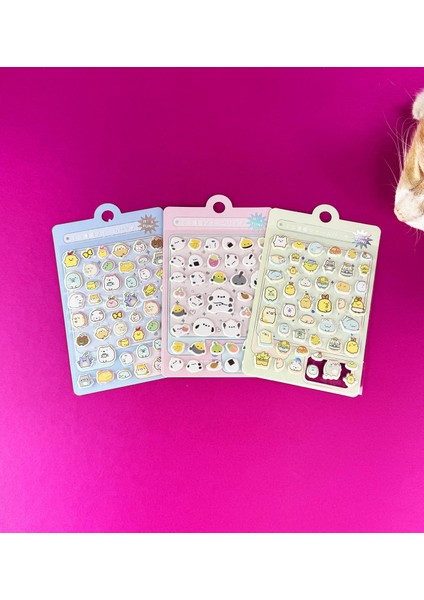 3'lü Hayvan Figürlü Kabartmalı Puf Sticker