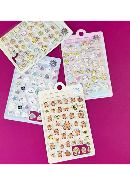 3'lü Hayvan Figürlü Kabartmalı Puf Sticker fiyatları