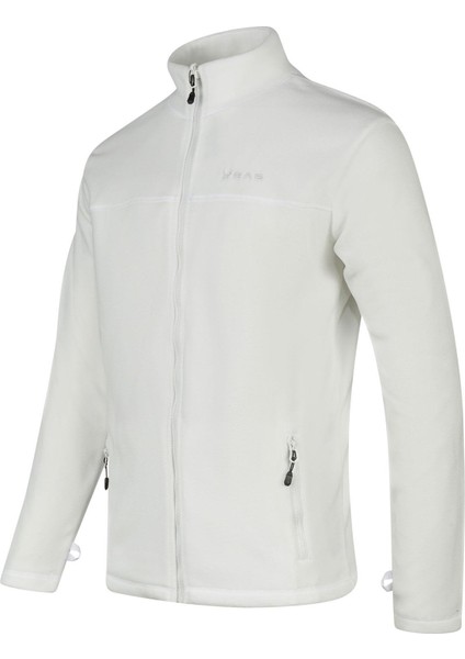 Chestert Erkek Tam Fermuarlı Ince Polar Sweatshırt Beyaz