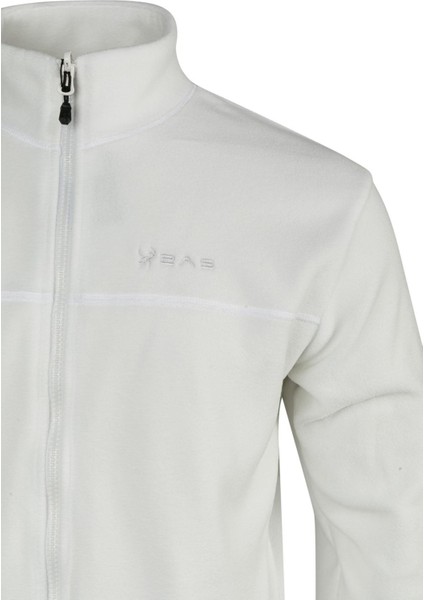 Chestert Erkek Tam Fermuarlı Ince Polar Sweatshırt Beyaz