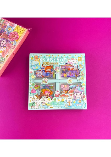 Sevimli Kız Tasarımlı 100'LÜ Şeffaf Sticker