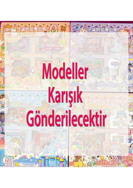 Sevimli Kız Tasarımlı 100'LÜ Şeffaf Sticker modelleri