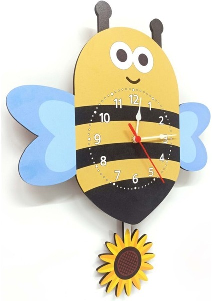 Sallanan Sarkaçlı Ahşap Arı Çiçek Çocuk Odası Duvar Saati fırsatları