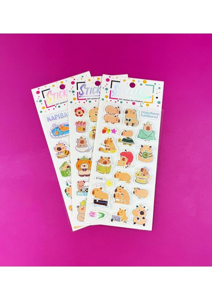 3'lü Kabartmalı Capybara Sticker