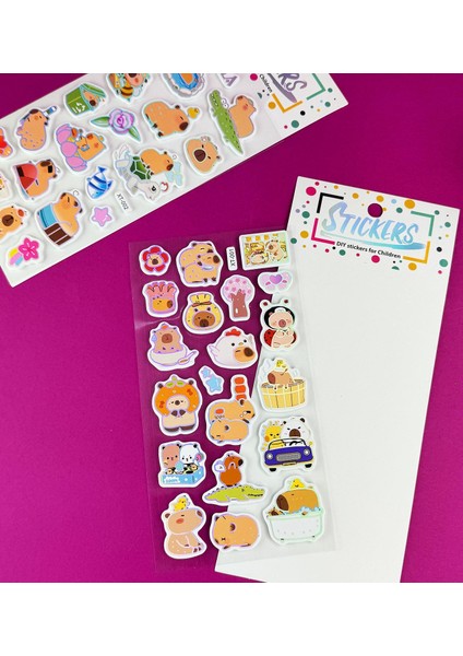 3'lü Kabartmalı Capybara Sticker modelleri