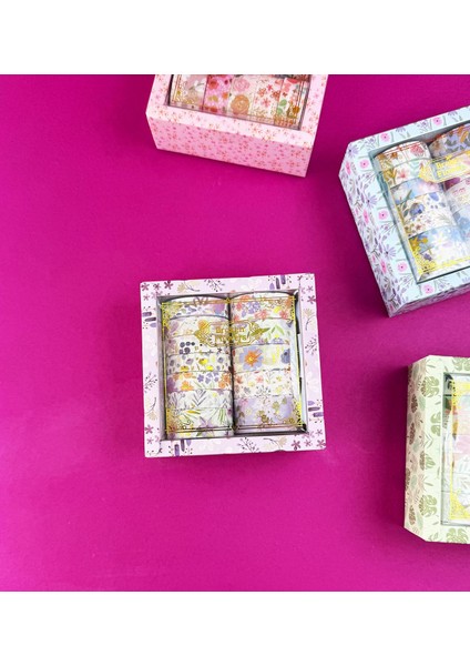 12'li Yaldızlı Çiçek Desenli Kağıt Bant Seti modelleri