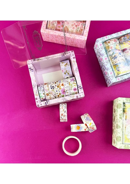 12'li Yaldızlı Çiçek Desenli Kağıt Bant Seti fırsatları