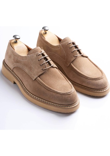 Italyan Stil Iç Dış Naturel Deri Süet Erkek Ayakkabı Bej T13562