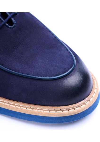 Italyan Stil Iç Dış Naturel Deri Nubuk Erkek Ayakkabı Lacivert T13592 modelleri
