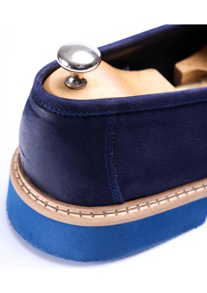 Italyan Stil Iç Dış Naturel Deri Nubuk Erkek Ayakkabı Lacivert T13592 fırsatları