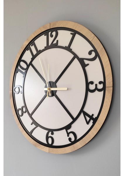Wood And Soft Style - Açık Gri & Meşe -Normal Rakamlı - Yeni Kadran Tasarımı- 45CM Duvar Saati