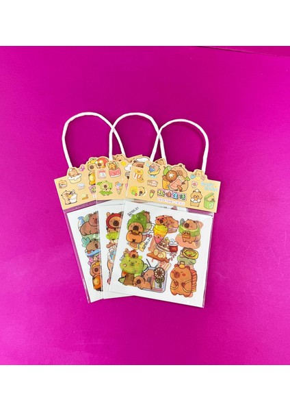 4'lü Sevimli Capybara Sticker
