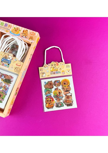 4'lü Sevimli Capybara Sticker modelleri