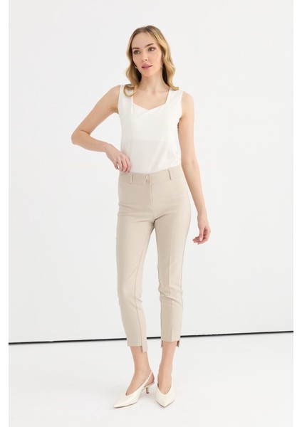 Paçası Fermuarlı Arkası Uzun Pantolon