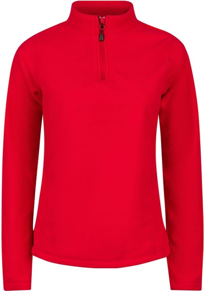 Camila Kadın Yarım Fermuarlı Ince Polar Sweatshirt Kırmızı