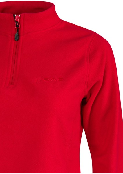 Camila Kadın Yarım Fermuarlı Ince Polar Sweatshirt Kırmızı