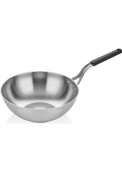Çelik Wok Tava - Silikonlu Sap 28S cm