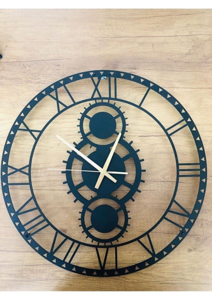 Dekoratif Roma Rakamlı Metal Duvar Saati Çark Temalı 60X60CM fırsatları