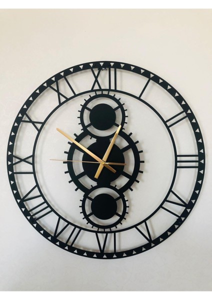 Dekoratif Roma Rakamlı Metal Duvar Saati Çark Temalı 60X60CM indirimleri