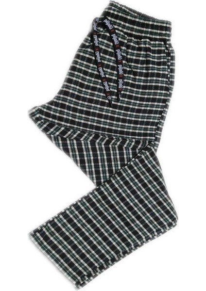 Pijalüx Erkek Kareli Poplin Cepli Alt Pijama